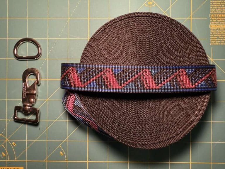 Dog Leash components laid out on a table.