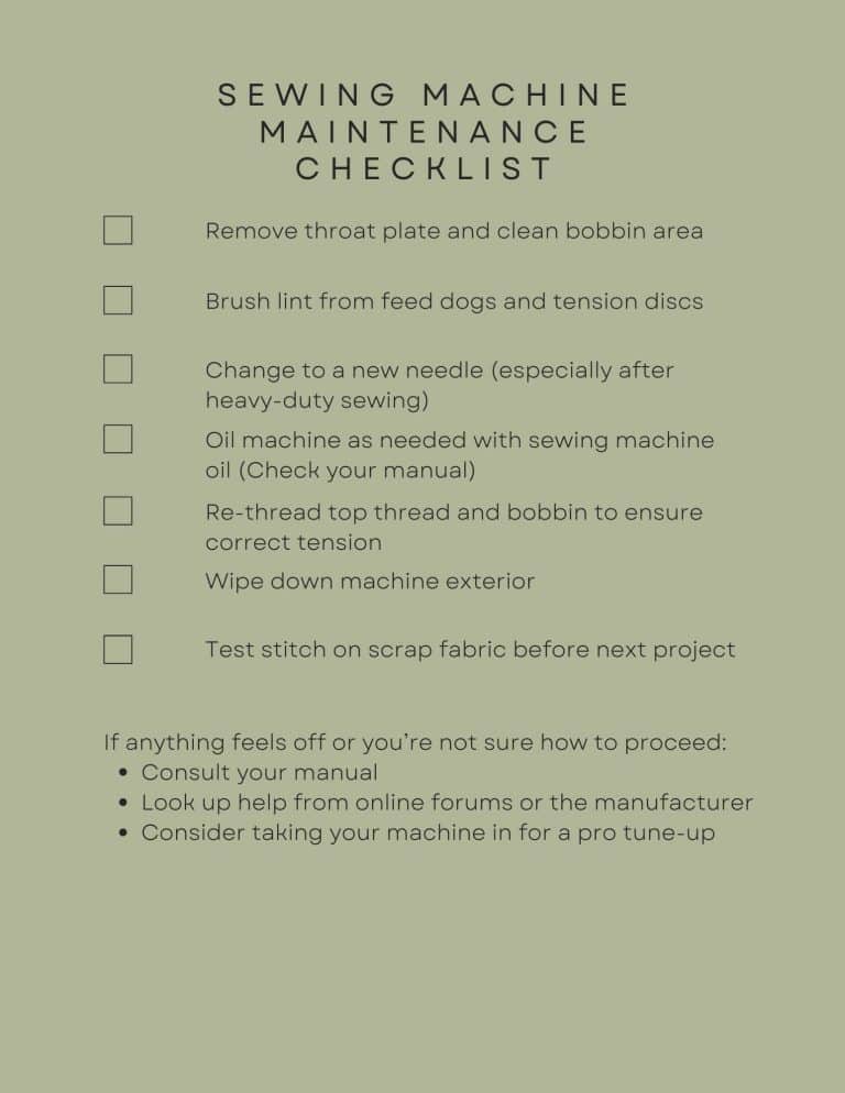 Sewing Machine Maintenance Checklist