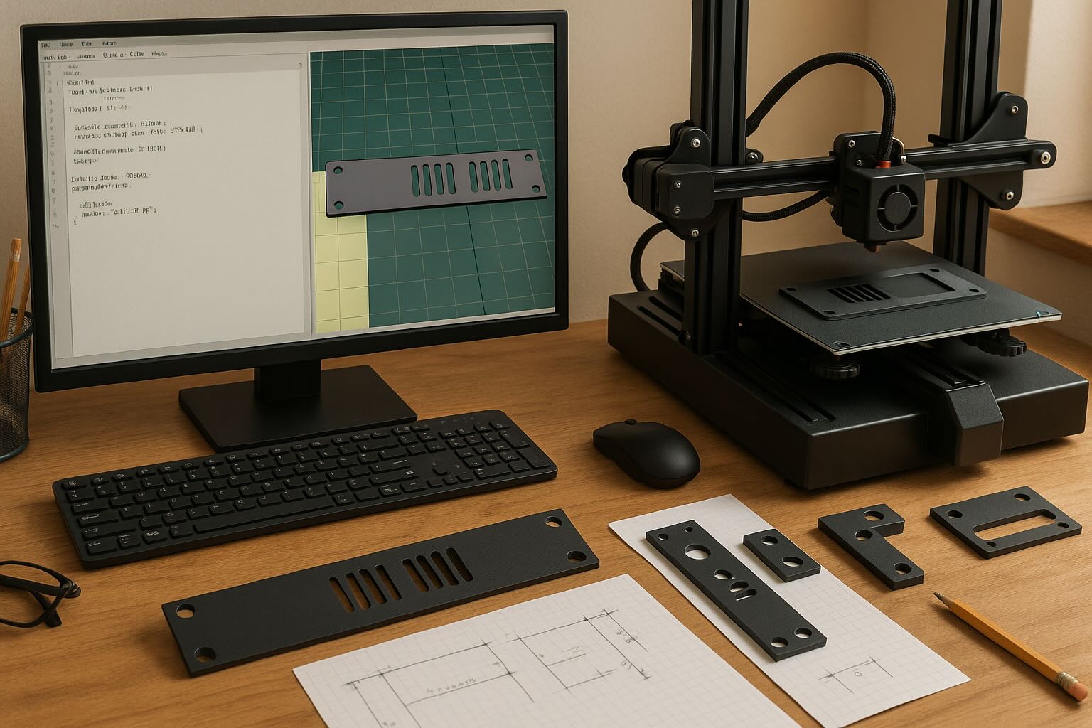 Custom 10 inch rack mount designed with OpenSCAD and built using 3D printing for a personalized homelab setup, showing a functional MYOG solution mounted in a DeskPi RackMate T2.