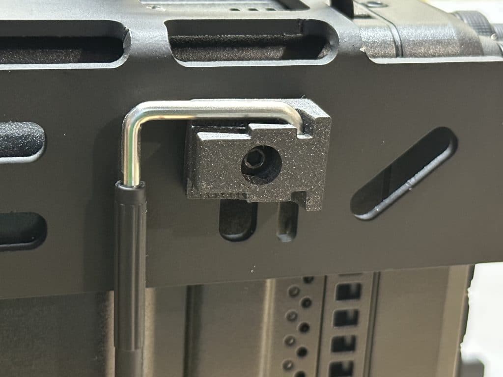 Yaesu FT-891 in Armoloq rails with custom 3D printed kickstand feet in stowed position