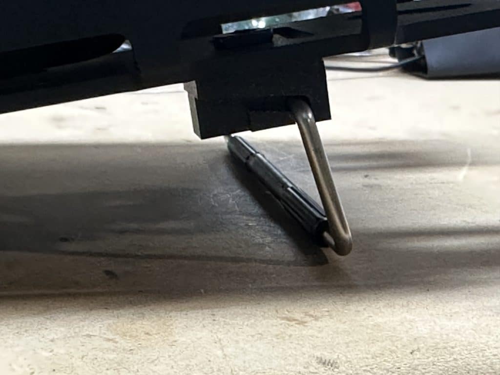 Yaesu FT-891 in Armoloq rails with custom 3D printed kickstand feet in deployed position