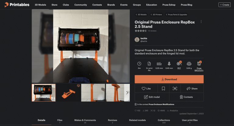 Screenshot of my model on Printables.com