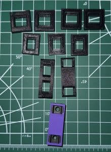 A series of prototypes for holding rack nuts. Part of my design your own parts philosophy.